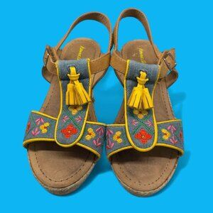 Girls Hanna Andersson Anka‎ Sandals Tassels Embroidery Flowers - Size 3W